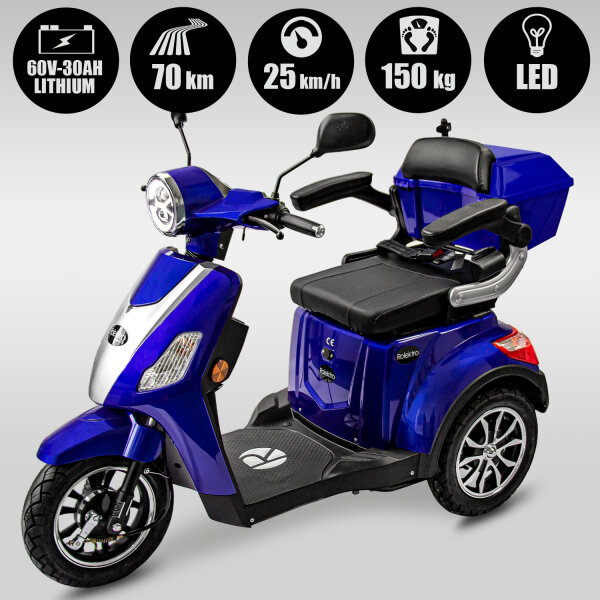 E-Trike 25 V.2 Blei-Gel, 25 km/h EEC Blau