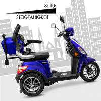 E-Trike 25 V.2 Blei-Gel, 25 km/h EEC Blau