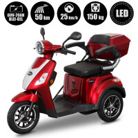 E-Trike 25 V.2 Blei-Gel, 25 km/h EEC Rot