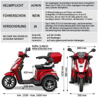E-Trike 25 V.2 Blei-Gel, 25 km/h EEC Rot